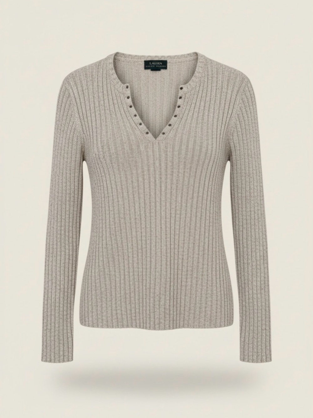 Lauren Ralph Lauren | Ribbed V-Neck Sweater | Silk Linen Cotton Blend